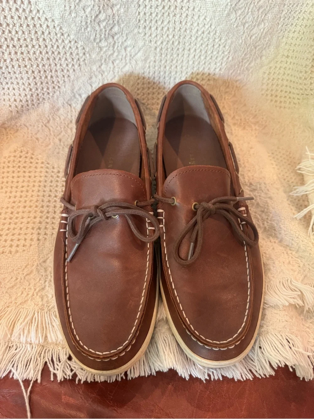 Cole Haan Men's Chestnut Brown Leather Boat Loafers
